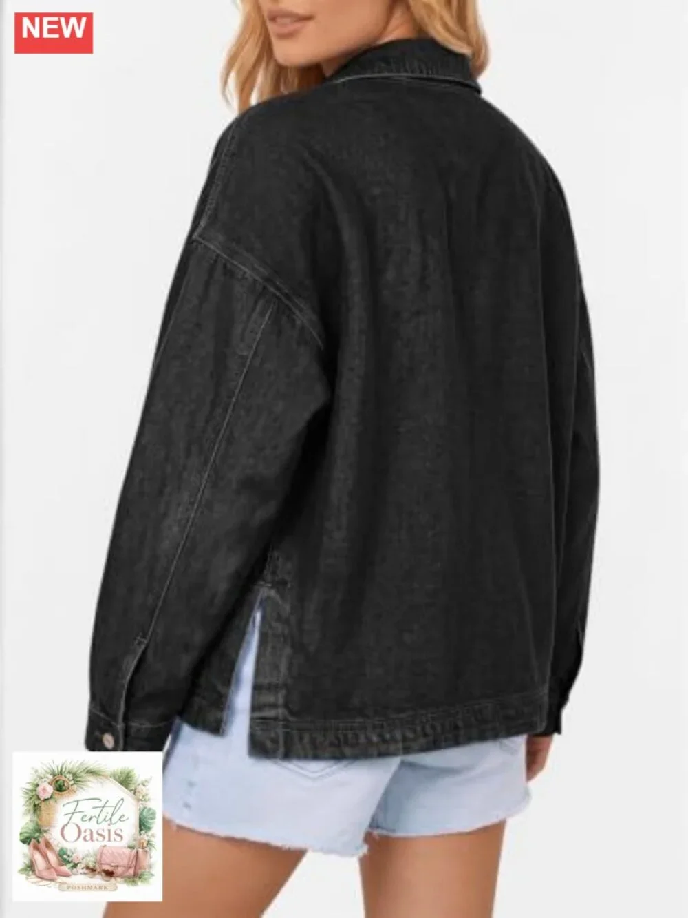 Oversized Denim Jean Jacket Button Down Cotton Shacket
